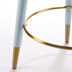 Sophia Counter Stool - Powder Blue - Brass Caps -Furniture Sale Store sophia powder blue brass detail 2 web