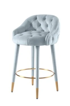 Sophia Counter Stool - Powder Blue - Brass Caps