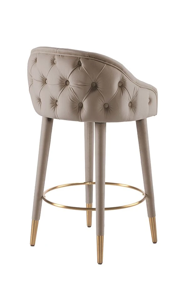 Sophia Counter Stool - Taupe - Brass Caps 5 Sophia Counter Stool - Taupe - Brass Caps - Image 3