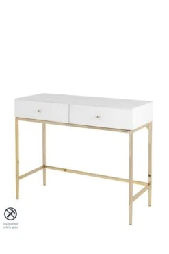 Stiletto White Glass And Brass Console Table
