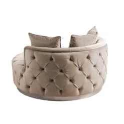 Frankfurt Loveseat - Taupe - Silver Base 10 Frankfurt Loveseat - Taupe - Silver Base -Furniture Sale Store taupe back cutout web