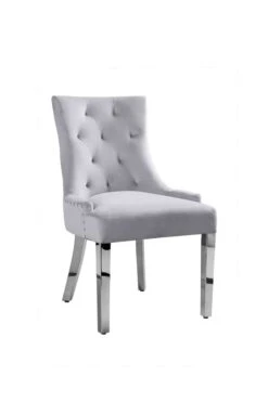 Torino Dove Grey Dining Chair With Stainless Steel Legs