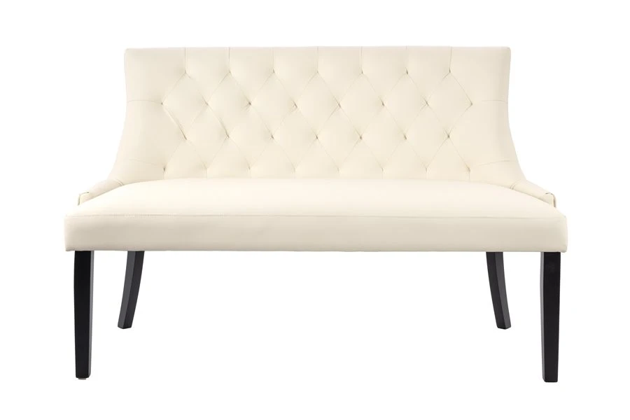 Torino Bench – Cream Faux Leather – Black Legs 5 Torino Bench – Cream Faux Leather – Black Legs - Image 3