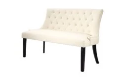 Torino Bench – Cream Faux Leather – Black Legs