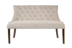 Torino Bench – Taupe – Walnut Legs -Furniture Sale Store torino bench taupe 1 web