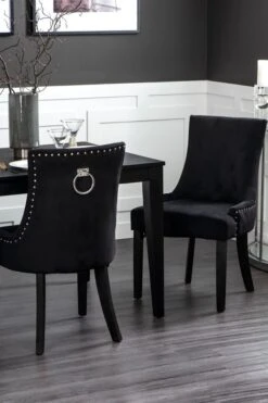 Torino Dining Chair With Back Ring - Black Velvet - Legs In Black Finish -Furniture Sale Store torino dining chair black black legs ls web