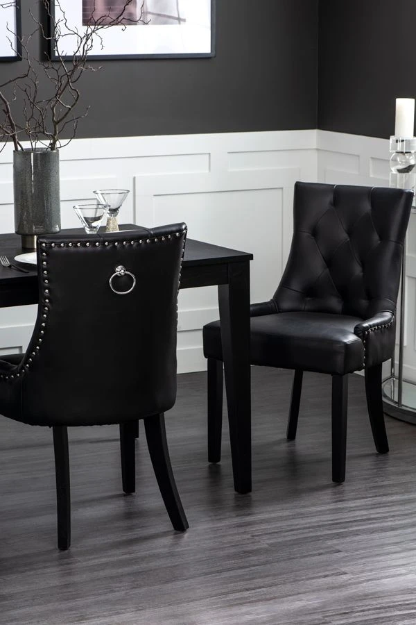 Torino Dining Chair With Back Ring - Black PU Leather 4 Torino Dining Chair With Back Ring - Black PU Leather - Image 2