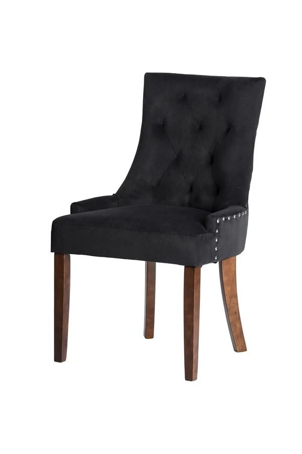 Torino Dining Chair With Back Ring - Black Velvet - Legs In Walnut Finish 5 Torino Dining Chair With Back Ring - Black Velvet - Legs In Walnut Finish - Image 3