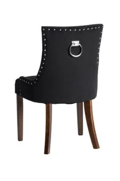 Torino Dining Chair With Back Ring - Black Velvet - Legs In Walnut Finish