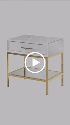 Trio White And Champagne Gold Bedside Table -Furniture Sale Store trio white bedside play button 377 670 pixels