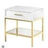 Trio White And Champagne Gold Bedside Table -Furniture Sale Store trio white brass bedside cutout web