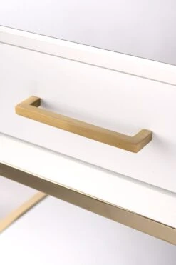 Trio White And Champagne Gold Bedside Table -Furniture Sale Store trio white brass handle web
