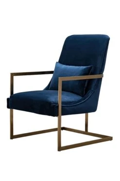 Vantagio Lounge Chair - Navy Blue - Brushed Gold Base -Furniture Sale Store vantiago loung chair 824 web navy blue 4