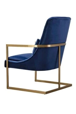 Vantagio Lounge Chair - Navy Blue - Brushed Gold Base