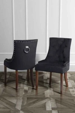 Torino Dining Chair With Back Ring - Black Velvet - Legs In Walnut Finish 9 Torino Dining Chair With Back Ring - Black Velvet - Legs In Walnut Finish -Furniture Sale Store w torino 99 blkvelv wlg1