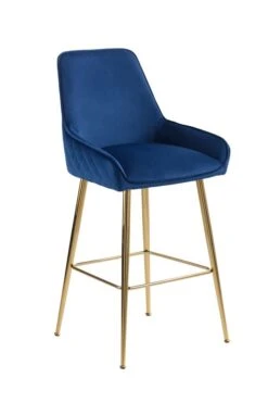 Watson Bar Stool - Ink Blue - Brass