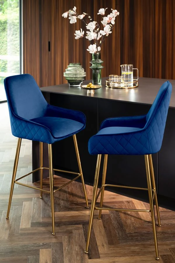 Watson Bar Stool - Ink Blue - Brass 4 Watson Bar Stool - Ink Blue - Brass - Image 2