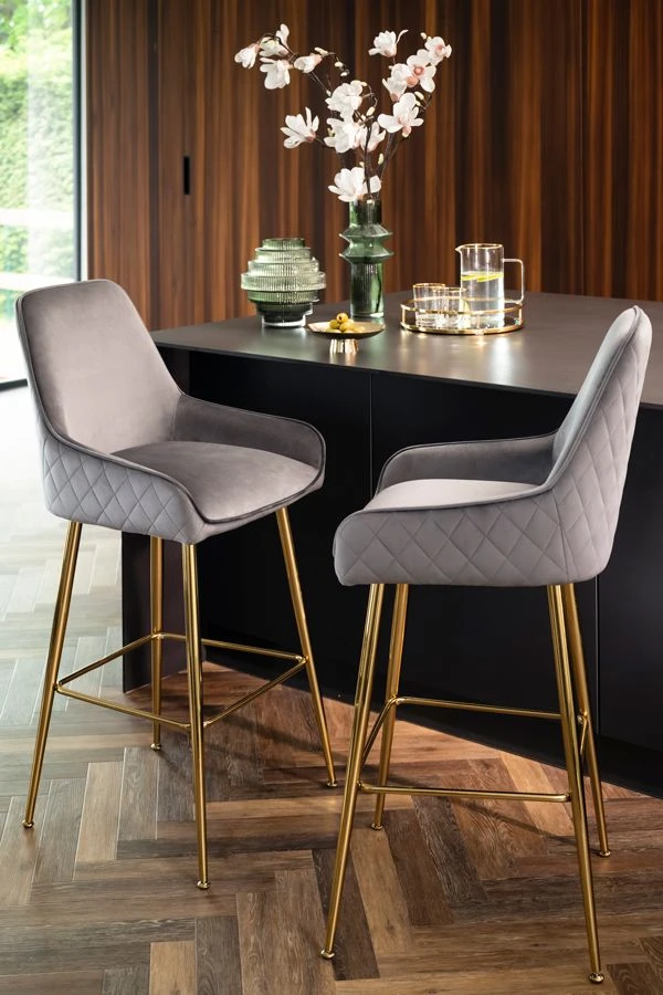 Watson Bar Stool - Storm Grey - Brass 4 Watson Bar Stool - Storm Grey - Brass - Image 2