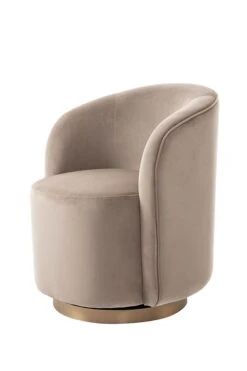 West End Swivel Dining Chair - Taupe - Brass Base
