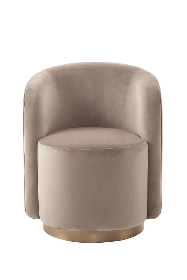 West End Swivel Dining Chair - Taupe - Brass Base 5 West End Swivel Dining Chair - Taupe - Brass Base - Image 3