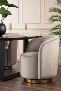 West End Swivel Dining Chair - Dove Grey - Brass Base 10 West End Swivel Dining Chair - Dove Grey - Brass Base -Furniture Sale Store west end grey brass lifestyle web