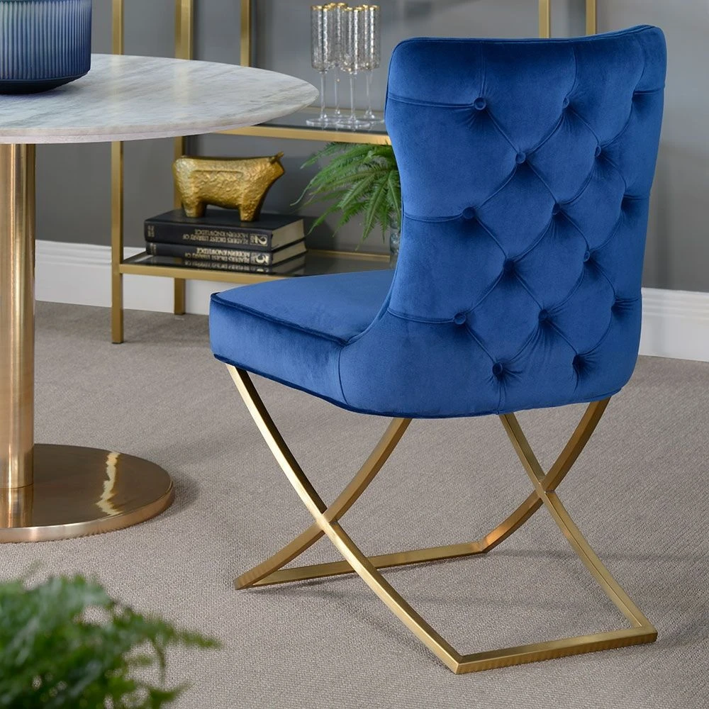 Wexler Dining Chair Navy -Brass Base 4 Wexler Dining Chair Navy -Brass Base - Image 2